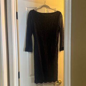 Tiana B. Navy blue  Lace Long sheer Sleeve Dress